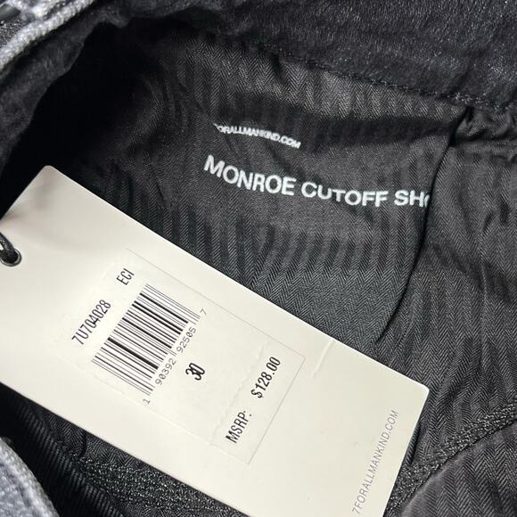 NWT 7 For All Mankind Black Distressed Denim Monroe Raw Cut Off Shorts Size 30 - Picture 5 of 7